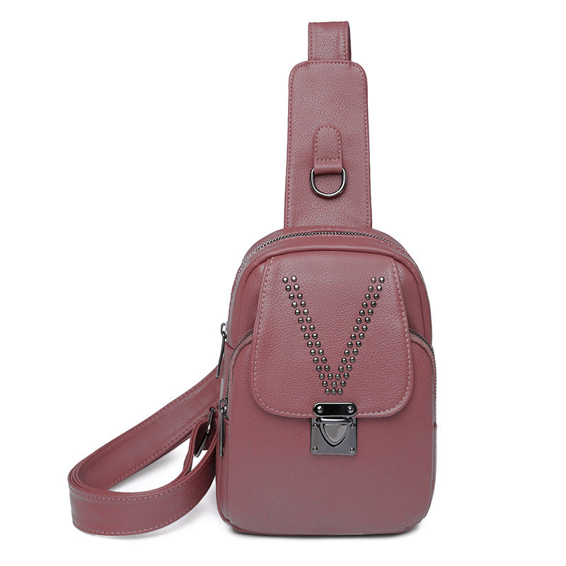Women's Outdoor Sports PU Soft Face Chest Bag