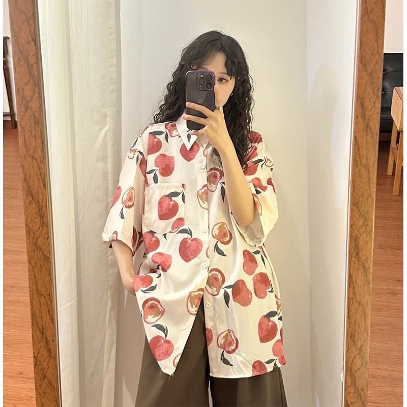 Summer Hong Kong Style Couple Half Sleeve Flower Shirt