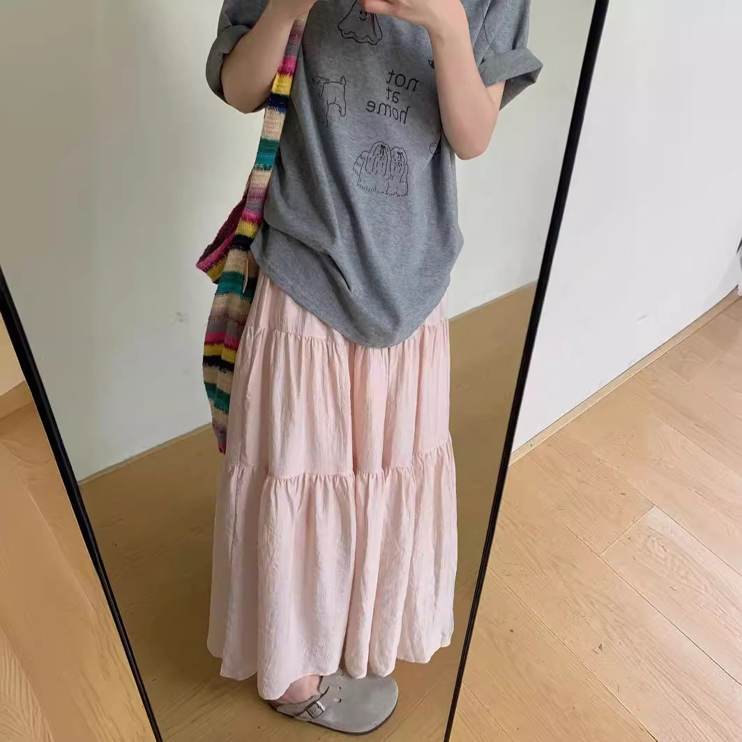 Gentle A- Line Mid-length Plus Size White Skirt For Women
