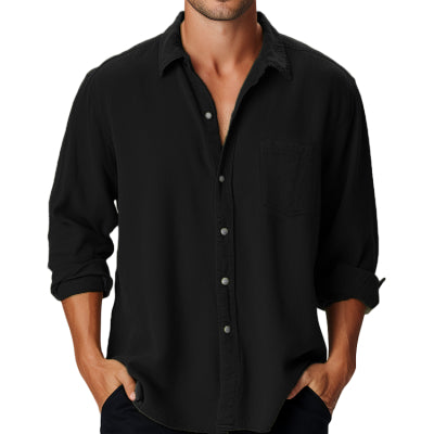 Pure Color Men's Beach Holiday Fashion Shirt