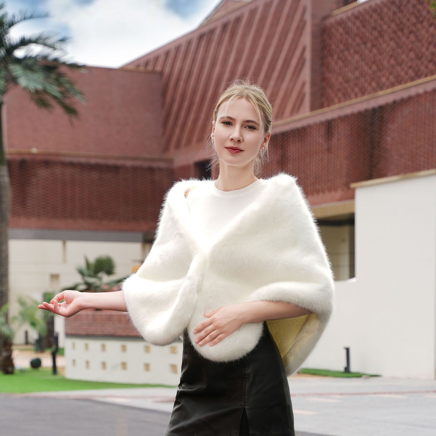 Warm White Waistcoat Elegant Host Formal Dress Warm Outerwear