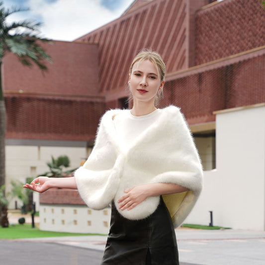 Warm White Waistcoat Elegant Host Formal Dress Warm Outerwear