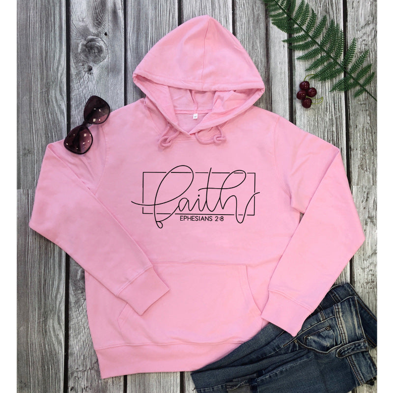Women's Alphabet Hooded Pocket Sweatshirt