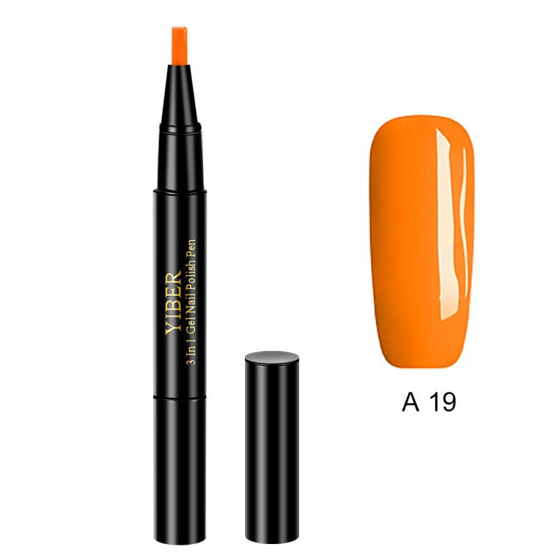 5pcs Nail Polish Pen 3 In 1 One Step Glue Pen Multicolor