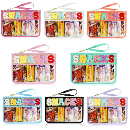 Snack Zipper Bag Transparent Chenille Embroidery Letters