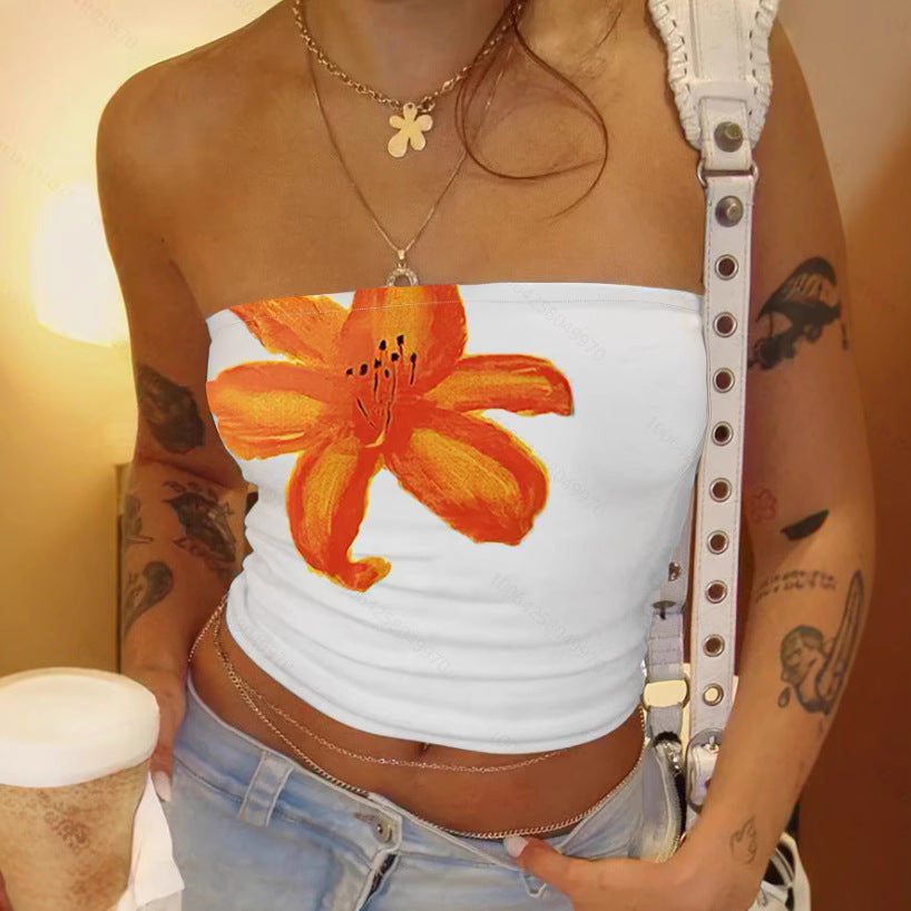 Women's Floral Print Top Sleeveless