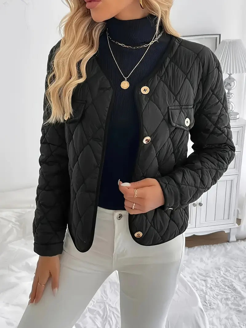 Women's Warm Diamond Lattice Short Cotton Jacket
