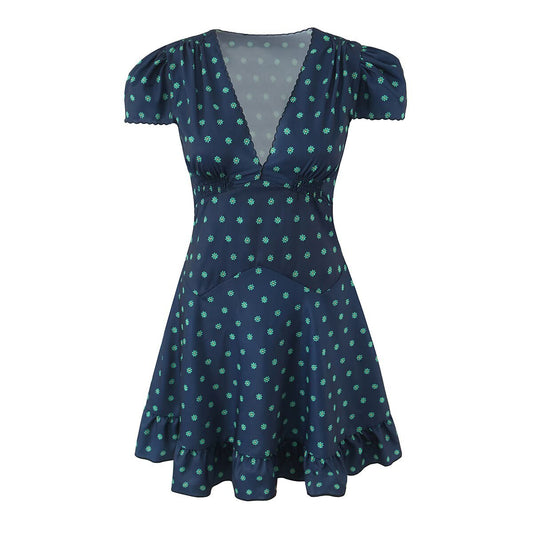 Slimming And Slimming Deep V-neck Printed Dress