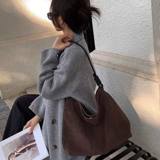 Luxury Vintage Suede Leather Large-Capacity Shoulder Bag