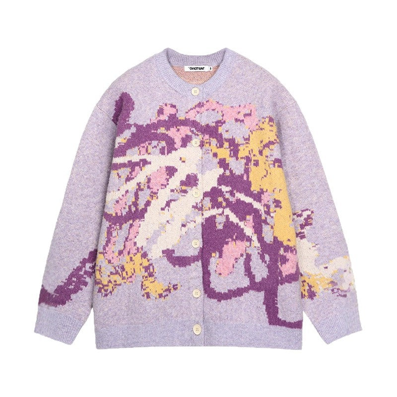 Sweater Round Neck Graffiti Colorful Top Men