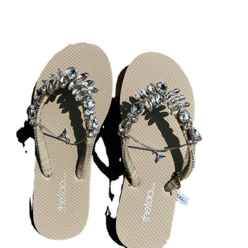Herringbone Women's Flat Bottom Bright Diamond Solid Color