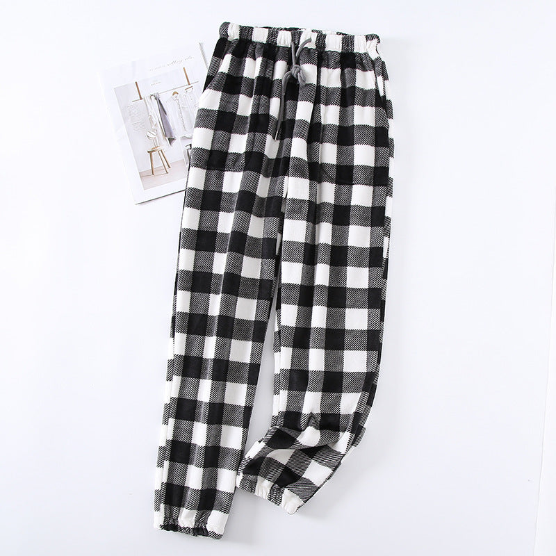 Couple Flannel Pajama Pants Plaid Women Autumn And Winter Plus Size Thickened