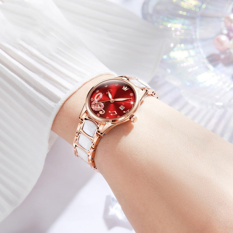 Mode diamantbelagt dame quartz ur