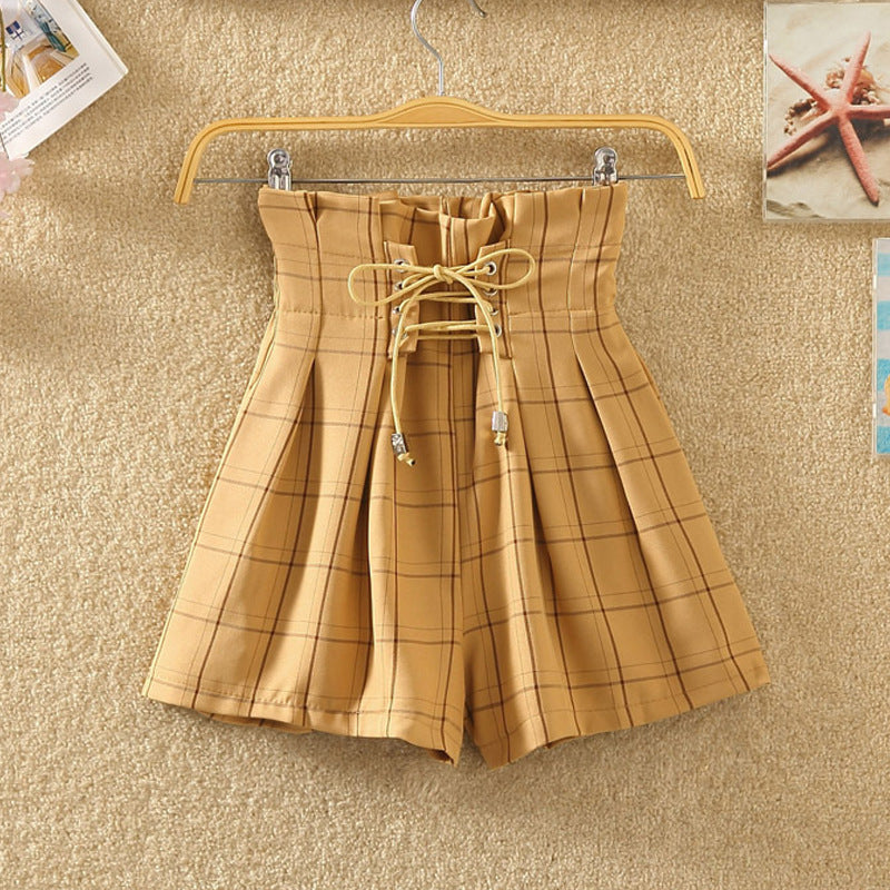 Strap Elastic Waist Casual Shorts Large Size Loose High Waist