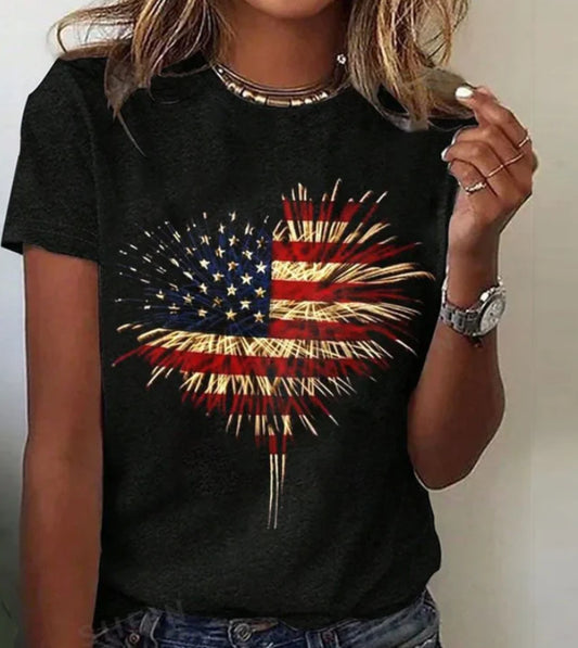 Loose Plus Size Sweet Floral 3d Printed Round Neck Short-sleeved Summer Clothes Women's T-shirt