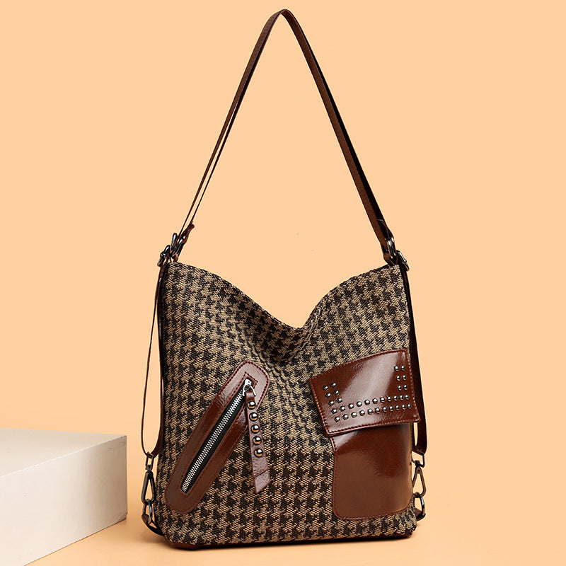 Houndstooth Rygsæk til Kvinder Mode Nitte Design Leopard Skuldertasker