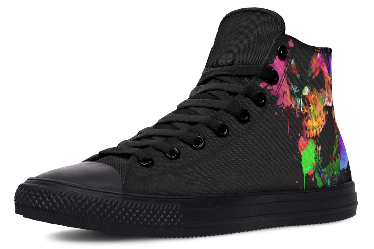 Men's And Women's Fashion Color Printing High-top Canvas Shoes