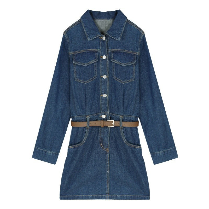 Vintage-chic Denim Dress For Women