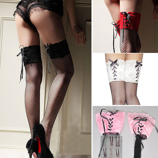 CM10 Lace Side Mid Net High Stockings