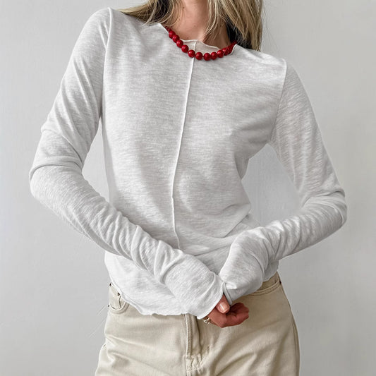 Fashion Rund Hals Pullover Langærmet T-shirt