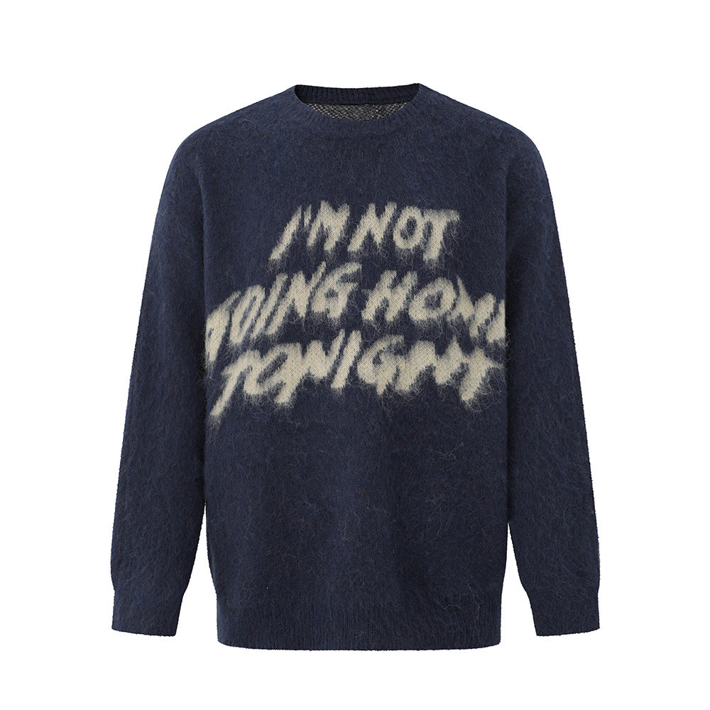 Pullover Crew Neck Sweater Men's Winter Loose Soft Glutinous Warm Top