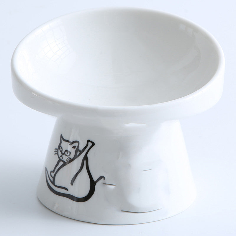 Cat Bowl Ceramic High-foot Oblique Single Bowl