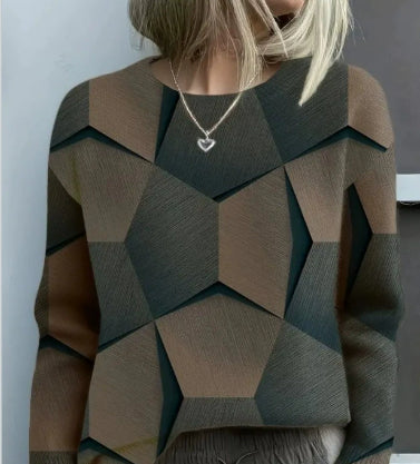 Digital Print Flannel Christmas Women's Round Neck Sweatshirt Autumn Winter 3D