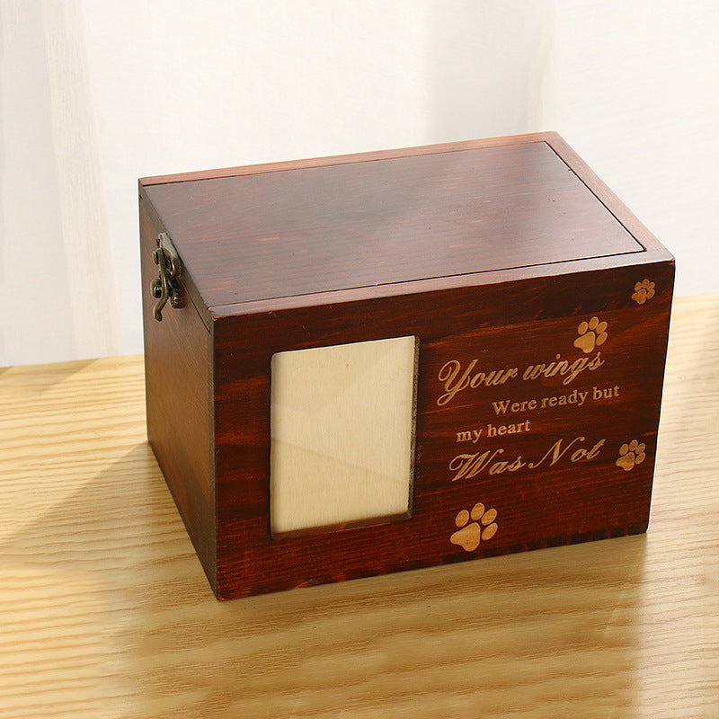 Animal Pet Leash Photo Frame Dogs And Cats Coffin Funeral Products Solid Wood Cinerary Casket