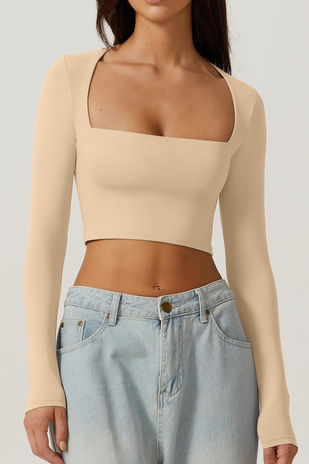 Slimming Base Top With A Square Neckline And A Cropped Design