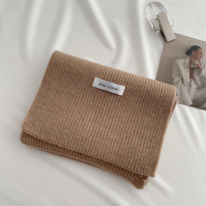 Women's Monochrome Thick Wool Knitted Scarf