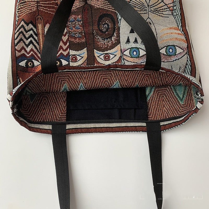 European Style Printed Canvas Large Capacity Handbag