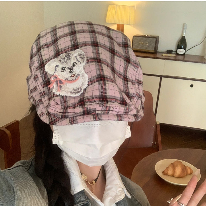Y2g Japansk Plaid Sød Pige Hvalp Broderi Avancerede Huer