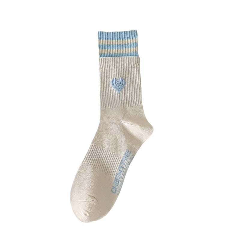 Women's Patchwork Striped Printed Mid Length Socks