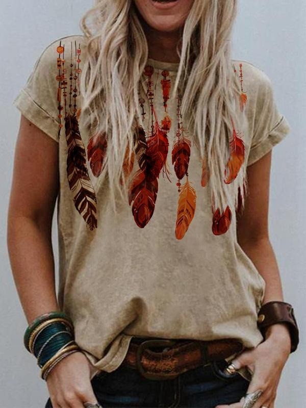Women's Loose And Casual Fashion Fresh Print T-shirt