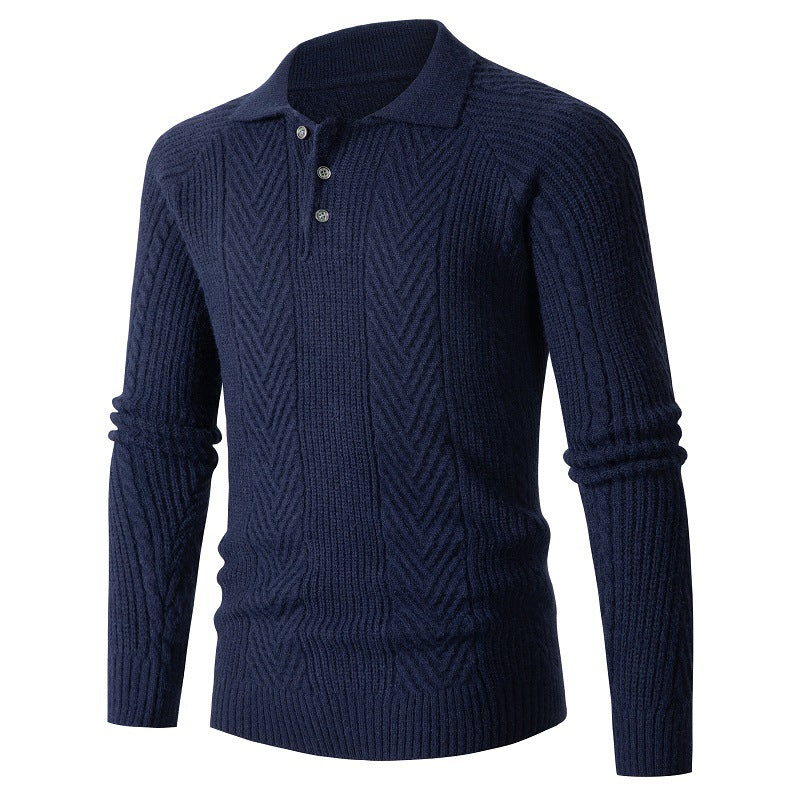 Europe And America Thickened Zipper Lapel Sweater