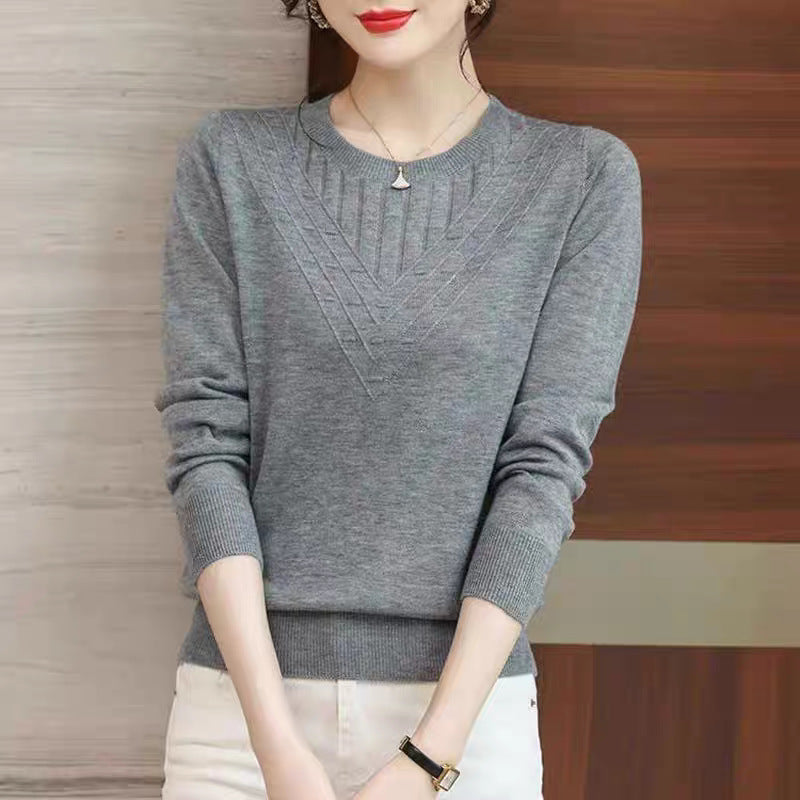 Autumn New Long Sleeve Sweater Round Neck Knitted Base Shirt