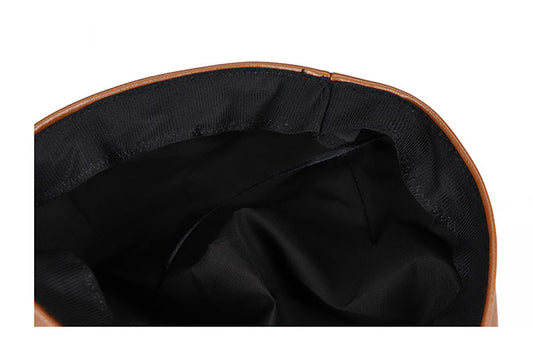 Women's English Vintage Leather Octagonal Hat