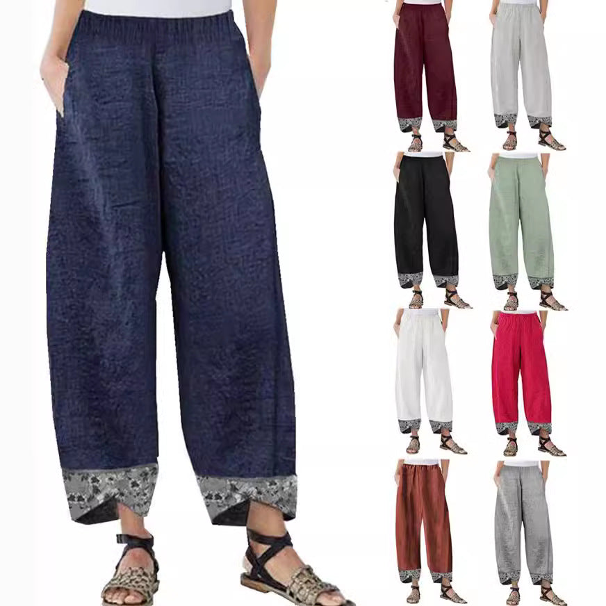 Womens Printed Patchwork Pants Printed Patchwork Skinny Pants