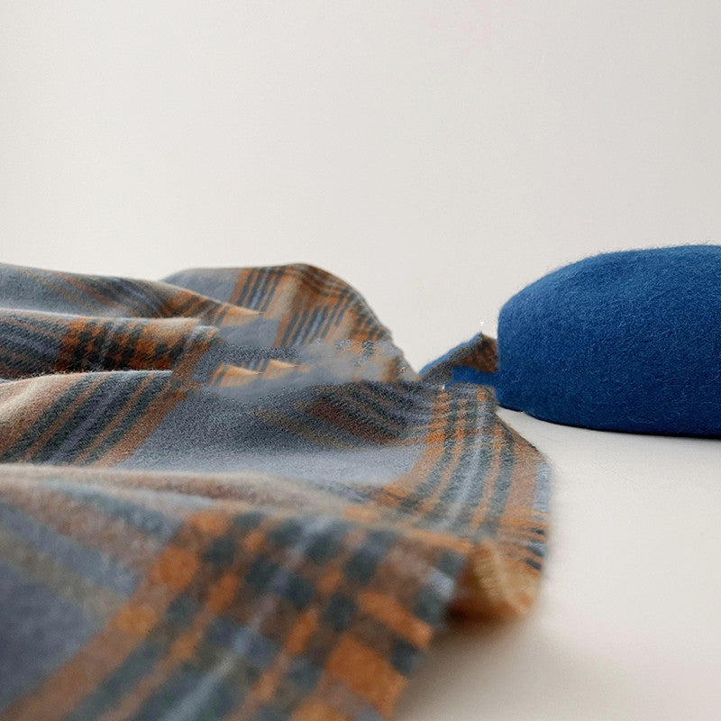 Fashion Faux Cashmere Warm Plaid Scarf Shawl