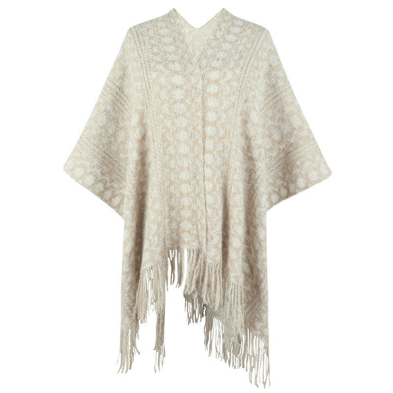 Hæklet Polyester Garn Hule Strikket Kvast Kappe Og Sjal Sweater Dame Cardigan