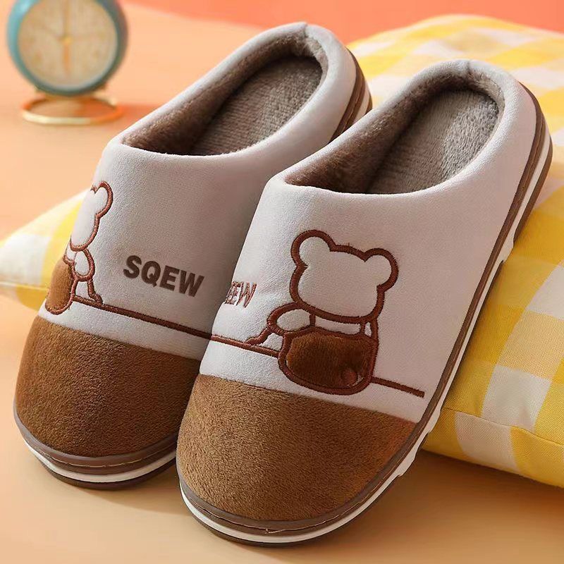 Men's And Women's Winter Fleece-lined Non-slip Slippers