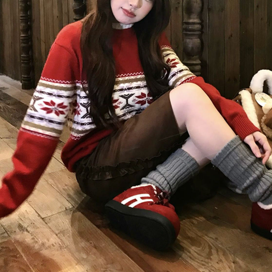 Womens Fashionable Retro Casual Knitted Sweater