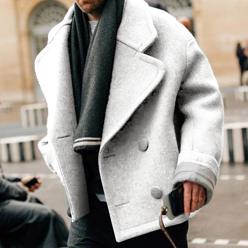 Autumn And Winter Street Fashion Short Large Lapel Woolen Coat