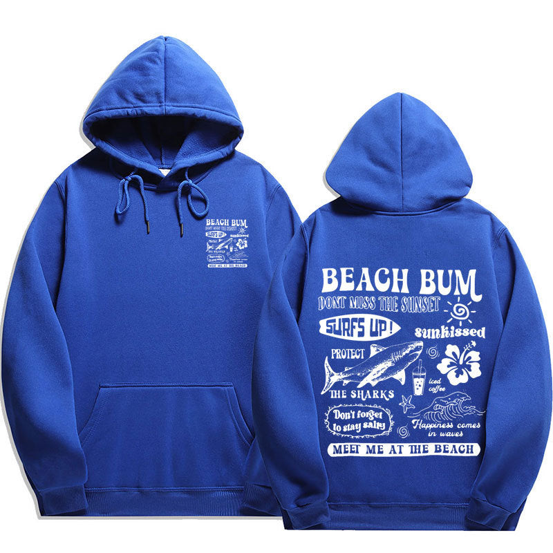 Printed Cuff Thread Hoodie Sweater Top