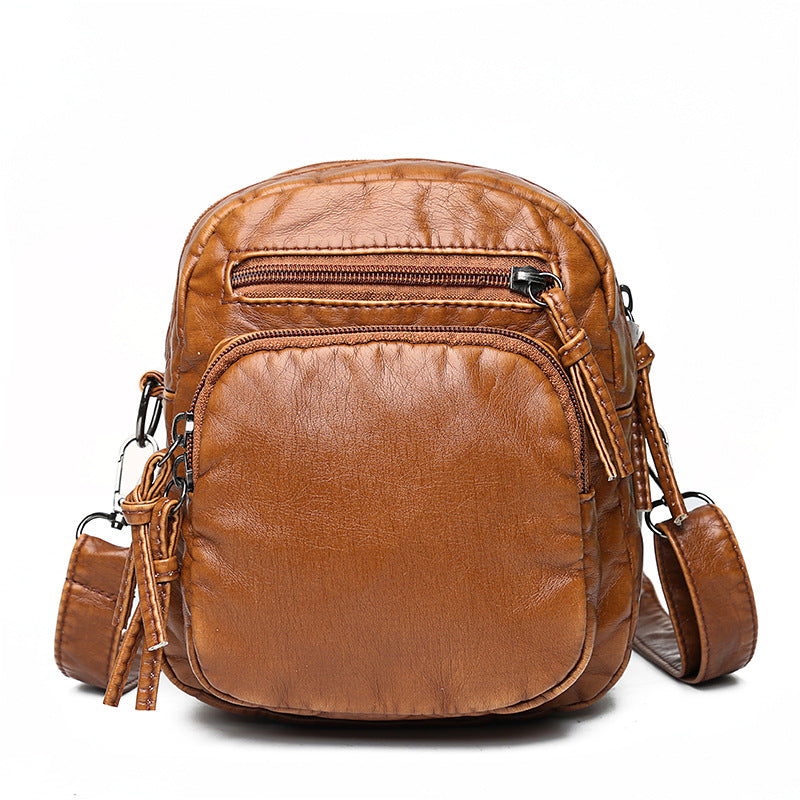 Retro Fashion Washed Leather Messenger Bag For Casual Shopping
