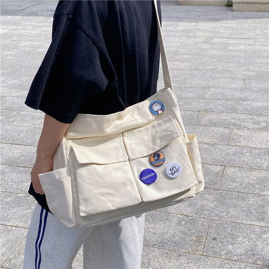 Youth All Match Large Capacity Canvas Shoulder Bag