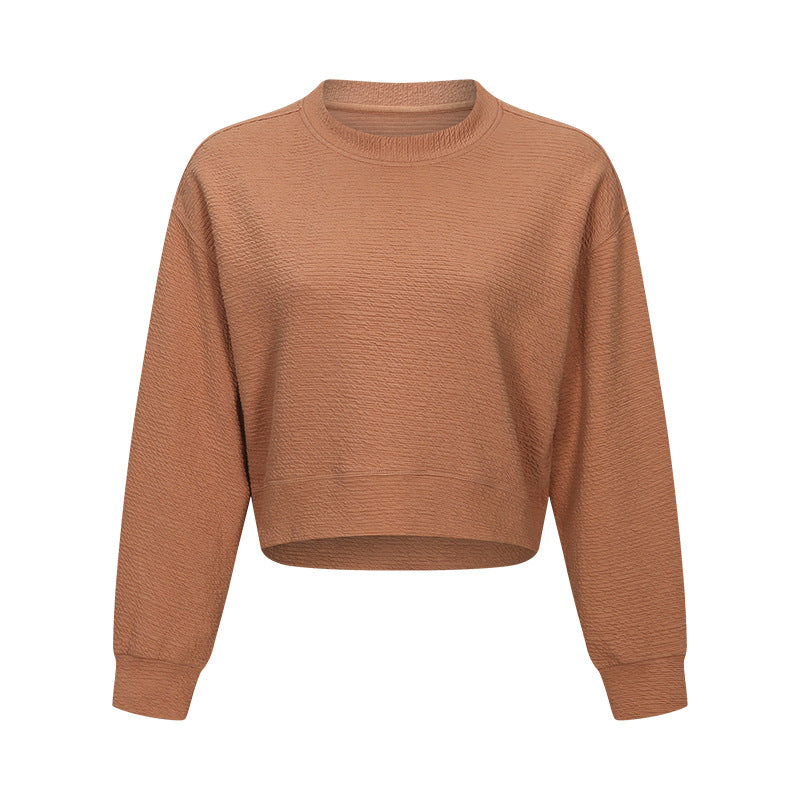 Strikket kort pullover løs yogatrøje