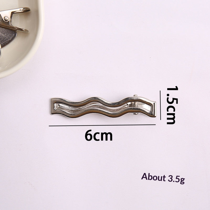 Simple Metal Silver Hair Clip Side-style