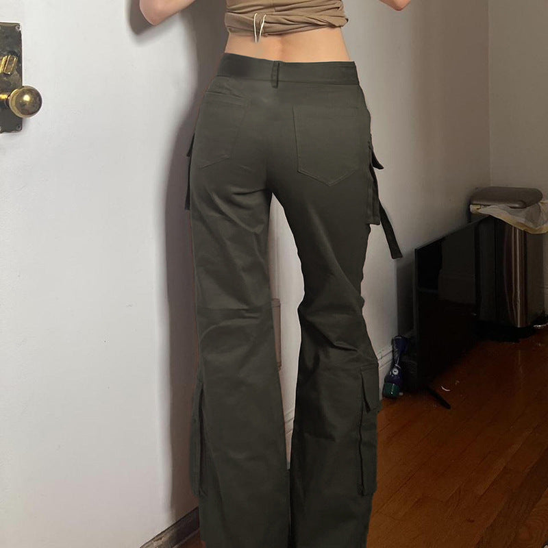 New American Style High Street Fashionable Multi-pocket Denim Trousers