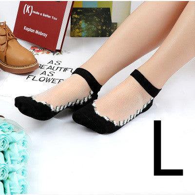 Short Transparent Non-slip Wear-resistant Invisible Cotton Bottom Crystal Boat Socks